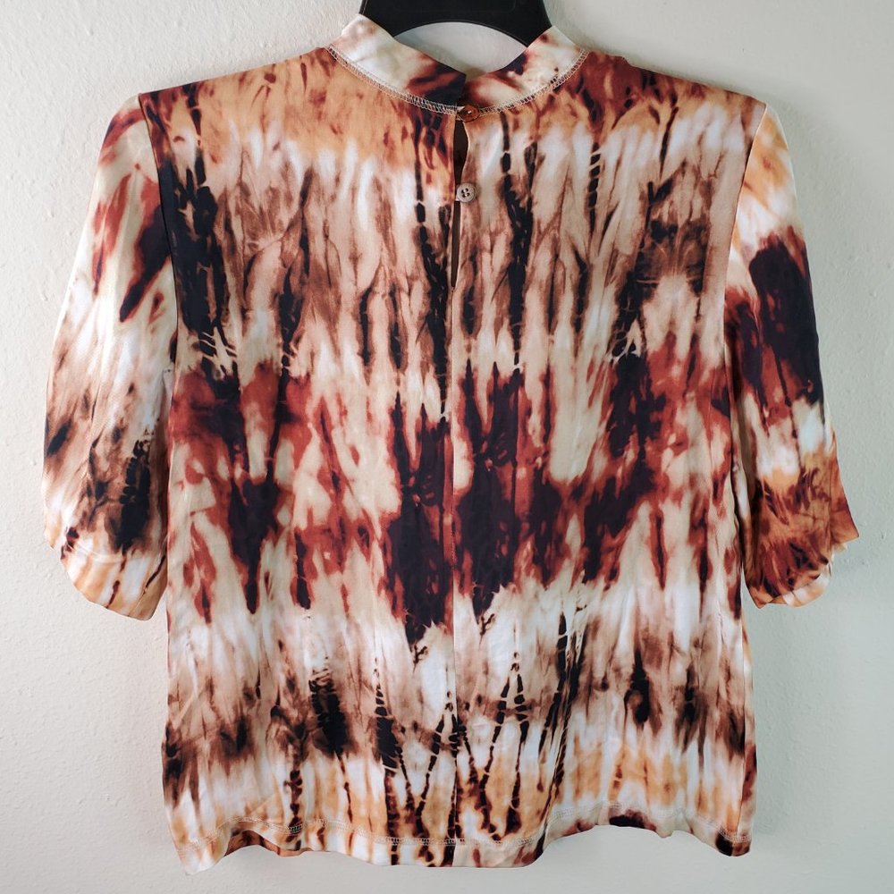 Nanushka Womens Brown Kaden Tie Dye Mock Neck Short Sleeve Top - Picture 7 of 14